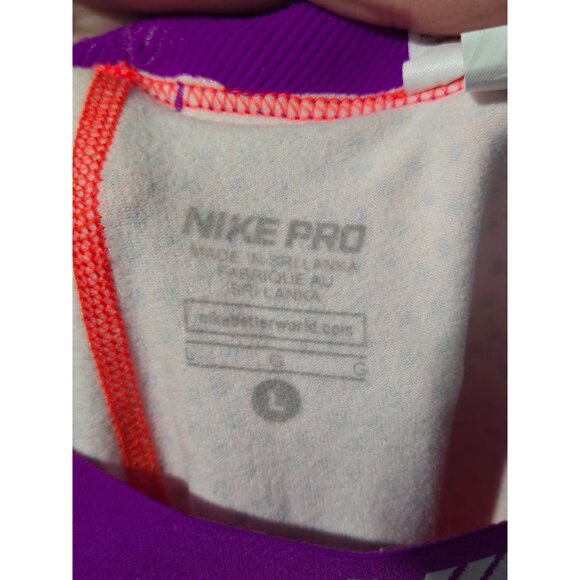 Nike Pro Girls Orange and Purple Polka Dot Leggings Size Large Active Athletic - Picture 4 of 12